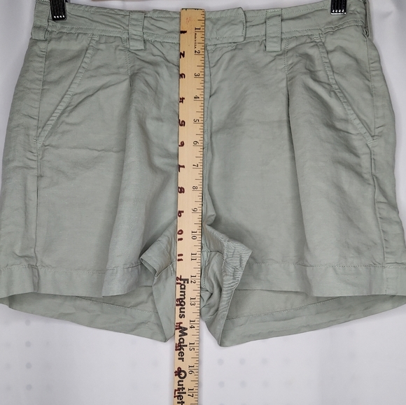 Hannes Roether Linen-Cotton Shorts Women XS Green Shortie Pleated Slash Pockets - Picture 6 of 10